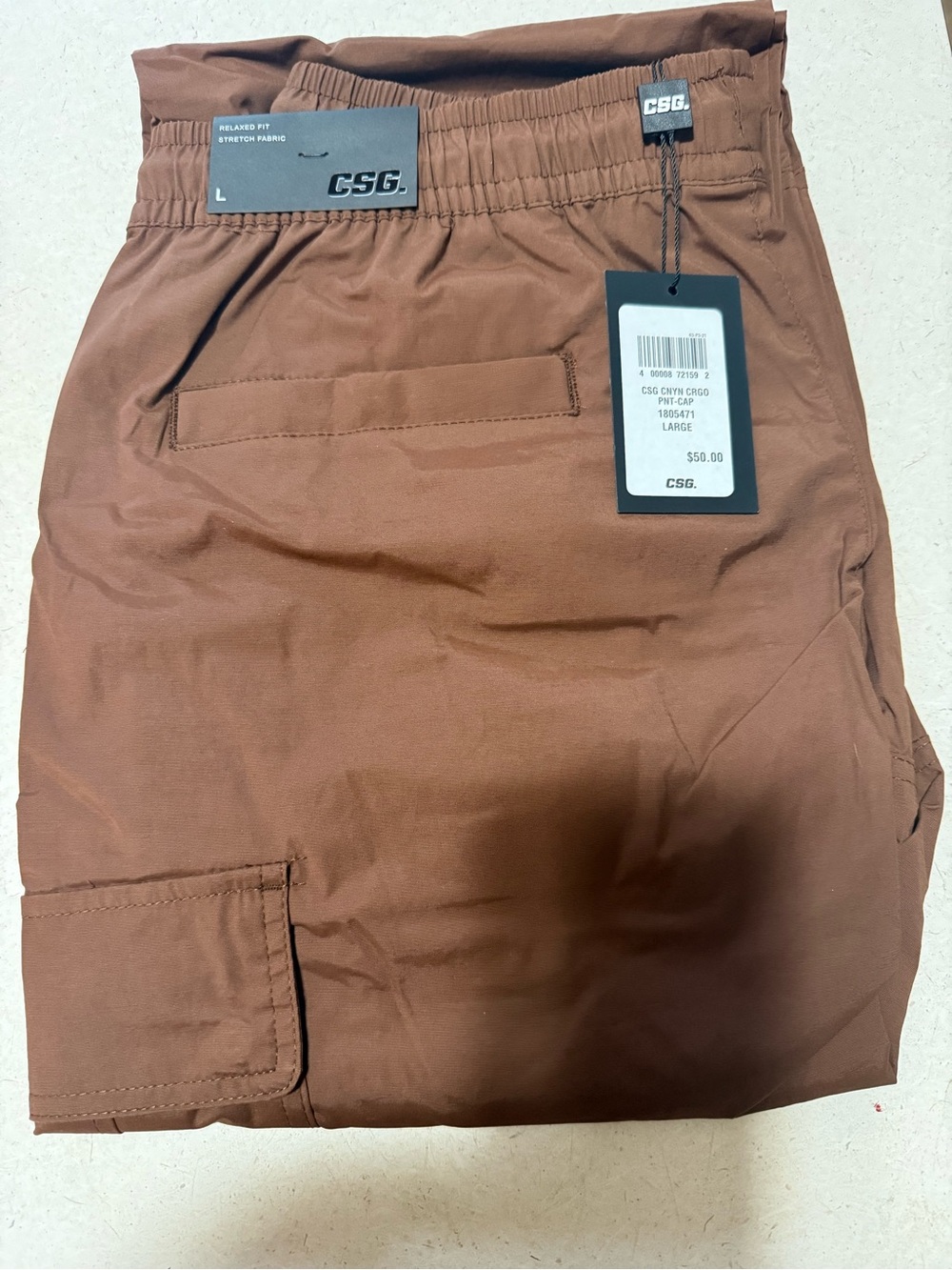 CSG Men's Cargo Pants in Brown - Relaxed Stretch Fit